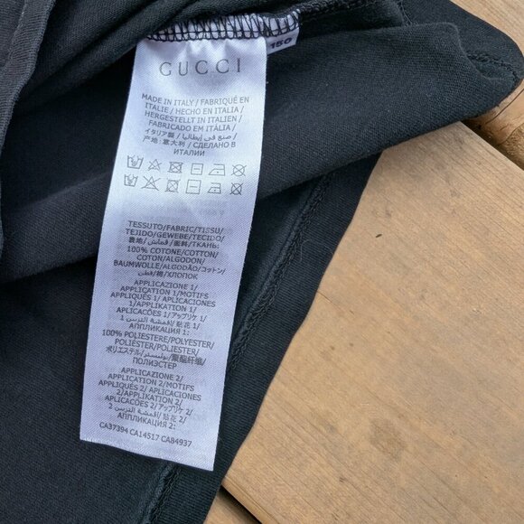 Gucci Black Flower T-shirt Size 150 Made in Italy - Picture 2 of 9